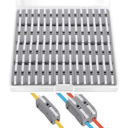 XHF 60pcs White Lever Connectors, Electrical Wire Terminals for Any Circuit, Inline Splices 28-12 AWG (SPL-1) - color: White