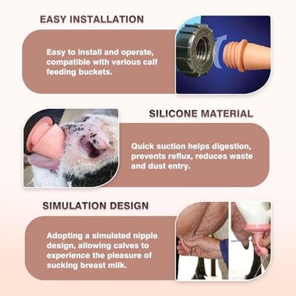Calf Feeding Nipple Silicone Nipple Compatible Milk Bucket (8pcs) - color: 8pcs