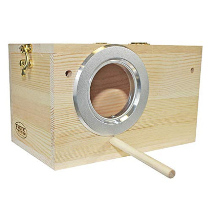 Sturdy Nest Box (S) - Cage Attachment, Hinged Lid, Perching Ledge - for Sugar Glider, Squirrel, Rat, Finch, Parakeet, Lovebird, Parrotlet, Lovebird, Canary, Cockatiel, Other Birds & Small Pets - size: Small