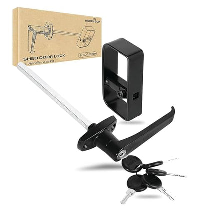 Shed Door L-Handle Lock Kit -Shed Door Latch with 4-1/2" Stem,Shed Door Lock Matching Set Includes 5 Keys for Sheds Doors, Playhouses, Chicken Coops,Camper, RV, Garage Door(Black). - size: 4.5 inch-L