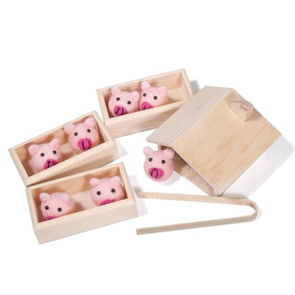 Sorting Stacking Wooden Toys for Toddlers, Montessori Pig Toy Toddler Sensory Bin Tool Toys, Wood Farm Toy House Fine Motor Skill Early Learning Preschool Educational Gift for Kids - style: Pig Toys