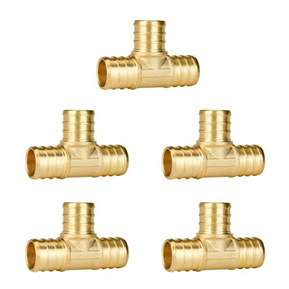 SUNGATOR 5-Pack 3/4" Pex Tee, 3/4" Inch Pex T Fittings - size: 3/4" Tee, 5 Pack