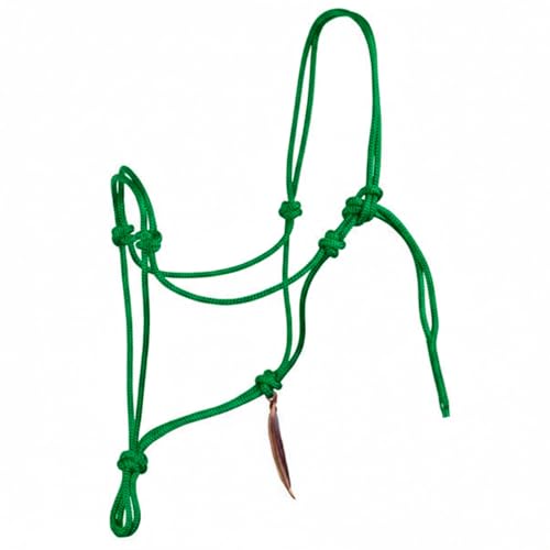 Parelli Horseman's Strong Lightweight Simple Knots Everyday Use UV Resistant Thin Smooth Yachting Braid Polyester Horse Rope Halter with Leather Poppers - color: Kelly Green, size: Draft