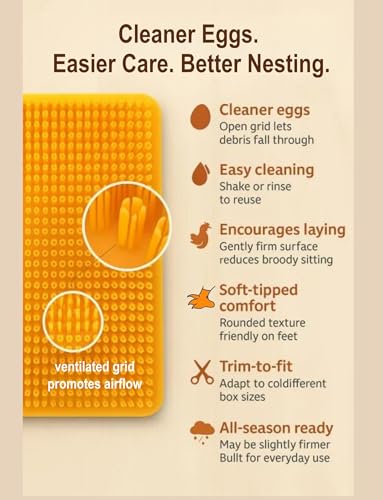Washable Nesting Pads for Chicken Coop, 4-Pack, 13×11 in Chicken Laying Pads, Trim-to-Fit Open-Grid Design for Cleaner Eggs (Light Gray)