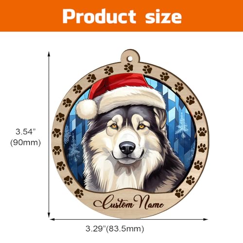 Personalized Alaskan Malamute Ornament, Alaskan Malamute Christmas Ornament, Custom Name Alaskan Malamute Dog Suncatcher for Christmas Tree - color: Alaskan Malamute