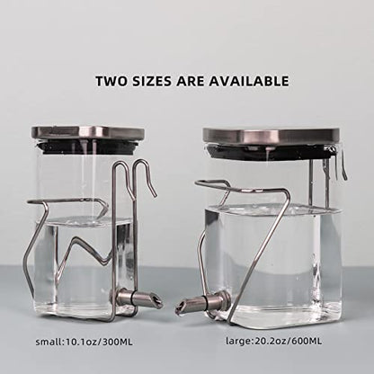 Guinea Pig Water Bottle No Drip, Rabbit Glass Waterer, Chinchilla Stainless Steel Nozzle Anti-Bite Water Dispenser for Small Animal, Bunny, Hamster, Sugar Glider and Rat(20.2oz)