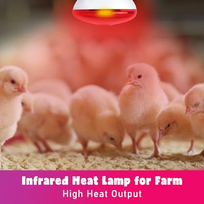 LUCKY HERP Infrared Heat Lamp for Chickens - 250 Watts Red Heat Lamp Bulb 1 Pack, Heat Light Bulb for Brooder Coop, Food Service, Chicks, Pet, Reptile - style: 250 Watts 1 PACK