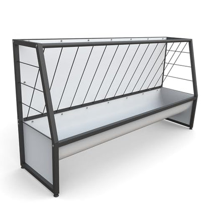 5 Ft Pasture Hay Feeder Black, Heavy Duty Galvanized Steel Livestock Hay Feeder, Outdoor Pasture Feeder for Sheep, Goats, Pony and Miniature Horses