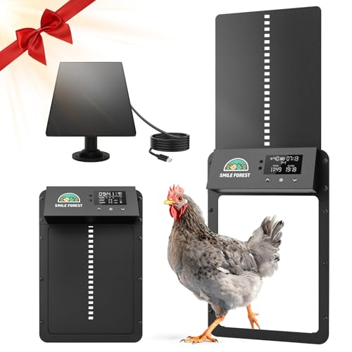 Automatic Chicken Coop Door Solar Powered, USB-C Charging Automatic Chicken Door with Timer & Light Sensor, Aluminum Alloy Chicken Door & 4 Modes - color: Light black