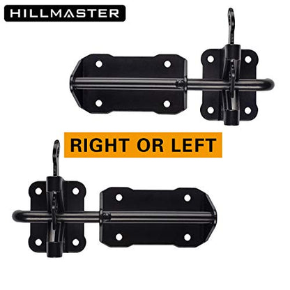 HILLMASTER Heavy Duty Automatic Gate Latch for Wooden Fences with Pull String, 7.5" Self-Locking Gravity Gate Door Latches with Handle for Outdoor Garden, Pool, Metal Gates, Vinyl Fence, Black Finish