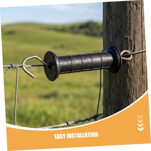 SOLUSTRE 4pcs Electric Fence Gate Handles with Spring Insulators for Ranch and Outdoor Use Plastic Construction for Easy Installation and Reliable Gate Control