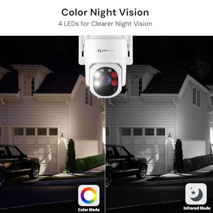 yeewise Solar Security Cameras Wireless Outdoor, 4 Cam-Kit, No Subscription, 4MP Home Security Cameras System with 360° Pan & Tilt, Color Night Vision, Motion Detection, Local Storage, 5G & 2.4G WiFi - style: 4-Cam Kit