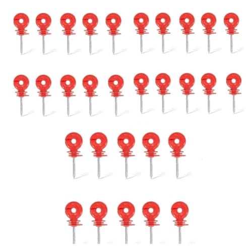Electric Fencing Ring Insulators Electric Fence Trellis Insulation Nail Insulator for Livestock Breeding Pasture Trong Wire Connections(Red 30pcs) - color: Red 30pcs