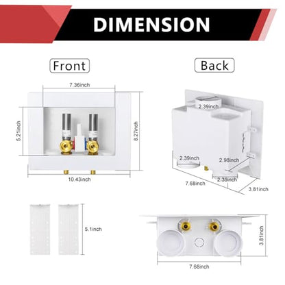 EFIELD Two Drain Washing Machine Outlet Box, 1/2-inch Barb Crimp Pex F1807, Single Control Valve, Stainless Steel Water Hammer Arrestor,(WM017) - size: Crimp Stainless Steel, style: Single Lever Control