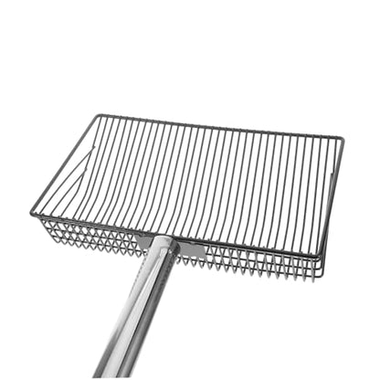 HEMOTON Coop Litter Scooper with Long Handle Heavy Duty Metal Sifting Tool for Farm Waste Cleanup for Chicken Goat Cow and Sheep Manure