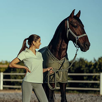 HORZE Munich Adjustable Horse Halter and 7' Lead Rope Set - Olivine Green - Horse - color: Olivine Green