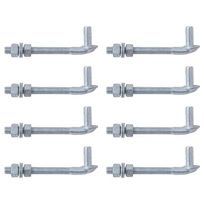 VIVIDA 6" J Bolt Gate Hinge 8 PCS, J Bolt Post Hinge with 5/8" Male Pin, for Chain Link Fence, Galvanized Steel, Nuts & Washers Included - size: 6" (8 PCS)