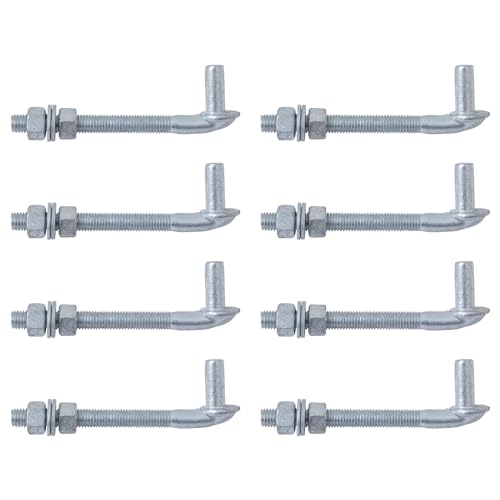 VIVIDA 6" J Bolt Gate Hinge 8 PCS, J Bolt Post Hinge with 5/8" Male Pin, for Chain Link Fence, Galvanized Steel, Nuts & Washers Included - size: 6" (8 PCS)