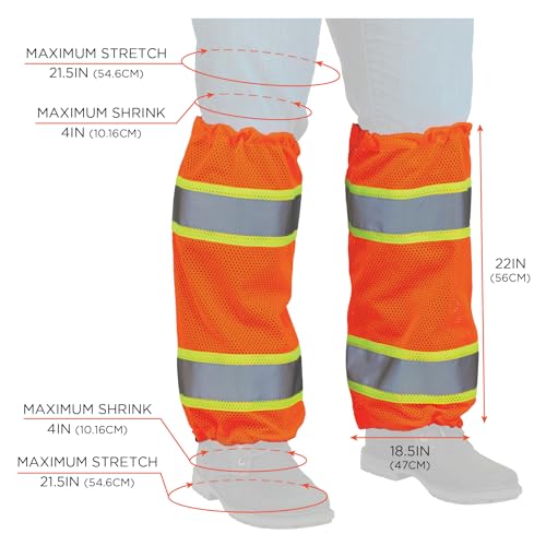Ergodyne Unisex Glowear 8009 Hi-vis Two-tone Mesh Leg Gaiters - Class E - color: Orange