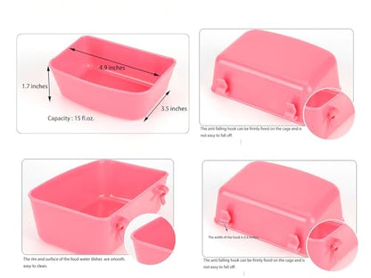 Hay Feeder for Rabbit Guinea Pig Chinchilla Small Animal Bunny Hanging Feeder for Cage Heavy Duty Metal Rack Timothy Veggie Holder (hay feeder*1 + food water cage cup *4 + Pet Teeth Grinding Stone*1) - size: 1* hay feeder + 4 * hanging cage bowls