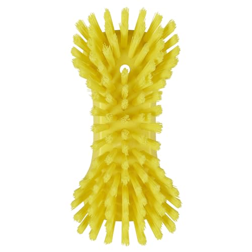 Vikan 38946 Extra Large Hand Brush, Multifunctional, Slip-Resistant Cleaning Tool, Extra Stiff Polypropylene & Polyester Bristle, 9.1", Yellow - color: Yellow