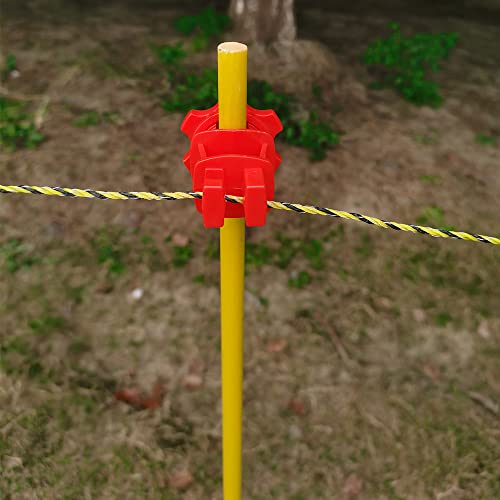 25PCS Screw Tight Round Post Insulator, Electric Fence Wire Holding Insulator, Two Piece Suit (Red) - color: Red