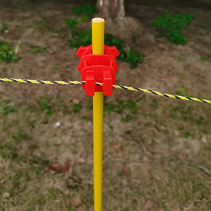 25PCS Screw Tight Round Post Insulator, Electric Fence Wire Holding Insulator, Two Piece Suit (Red) - color: Red