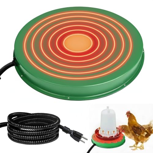 2 Pack Chicken Water Heater for Winter, 125W Poultry Waterer Heated Base 31.4cm / 12.4in, Freeze-Proof Thermostat Deicer for Metal or Plastic Chicken Drinkers 1–5 Gallon, - size: 2 PACK