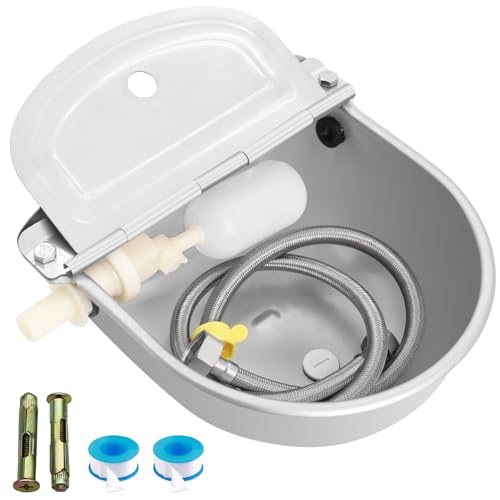 Automatic Cow Drinking Water Bowl Stainless Steel Animal Dispenser Waterer | Automatic Livestock Drinking Water Bowl with Float Valve Drainage Hole,with 3/4'' Hose & Screws