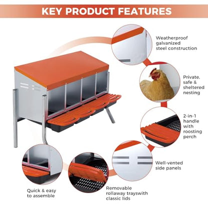 Chicken Nesting - color: Orange, size: 4 holes with legs
