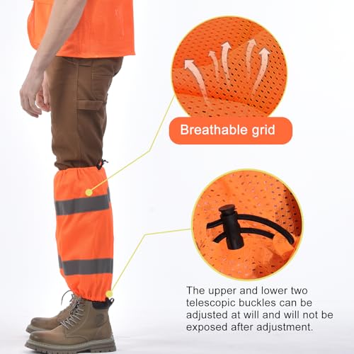 A-SAFETY unisex-adult Class E Two-tone Mesh Leg Gaiters - color: Mesh Orange