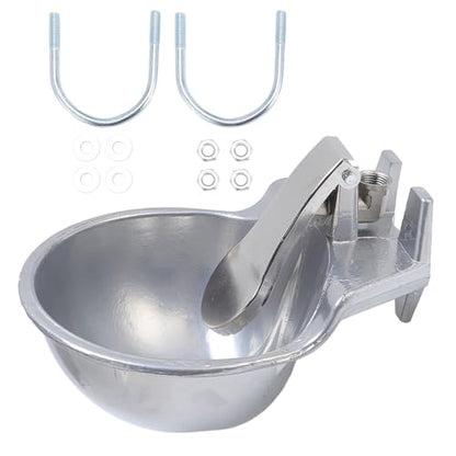 Sorandy Automatic Livestock Waterer Bowl, Stainless Steel Animal Drinking Water Bowl with Dual Float Valve & Quick Hose Connector, Ideal for Cattle Horse Dog Sheep Goat Farm Ranch