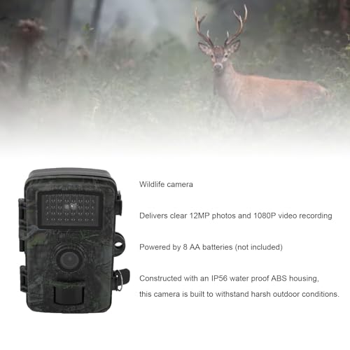 Wildlife Camera, 12MP 1080P Motion Activated Outdoor Security Camera with 2 Inch Screen IP56 Water Proof, for Wildlife Monitoring Construction Site