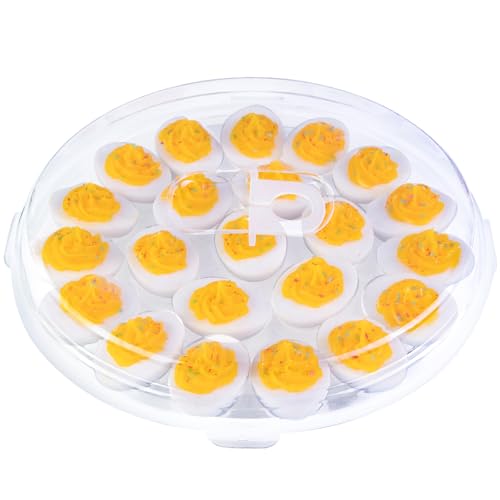 HANSGO Deviled Egg Containers with Lid, Portable Deviled Egg Platter Carrier Holder Trays with 22 Slots for Holiday Party and Home Kitchen, Clear - color: Transparent