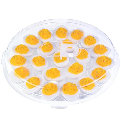 HANSGO Deviled Egg Containers with Lid, Portable Deviled Egg Platter Carrier Holder Trays with 22 Slots for Holiday Party and Home Kitchen, Clear - color: Transparent