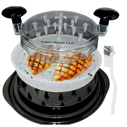 Chicken Shredder, Chicken Shredder Tool Twist, Meat Shredder, Chicken Breast Shredder, Large Heavy Duty Meat Shredder Tool with Tray & Brush, BPA-Free, Dishwasher Safe, Strong Non-Slip Base - color: Black