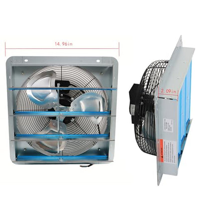 12 inch Shutter Exhaust Fan, Exhaust Fan Wall Mounted with with 1.65 Meters Power Cord Kit, Automatic Aluminum Shutter Suitable for Garages Basement Attic - size: 12 Inch(with 1.65 Meters Power Cord)