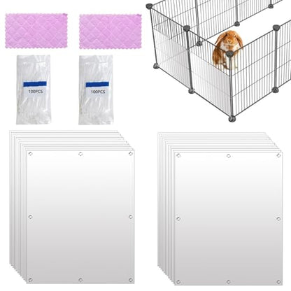 24 Pcs Pet Cage Liner Guard Protection 10 × 8'' Plastic Urine Baffles for Rabbit Cage Guinea Pig Side Lining Shield Covers Prevent Scatter for Bunny Chinchilla Hedgehog Cat Hamster Small Animals