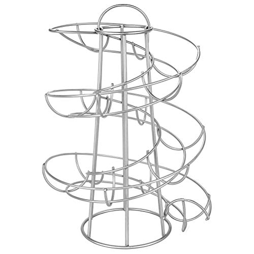 Steel Egg Skelter Dispenser Rack,Spiral Egg Holder, Save space, Egg Display Holder, Wire Chicken Egg Storage Organizer,Egg Basket for Countertop Kitchen (Silver) - color: Silver