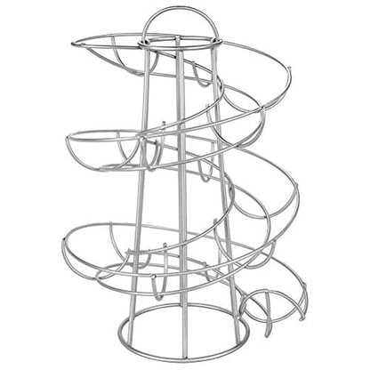 Steel Egg Skelter Dispenser Rack,Spiral Egg Holder, Save space, Egg Display Holder, Wire Chicken Egg Storage Organizer,Egg Basket for Countertop Kitchen (Silver) - color: Silver