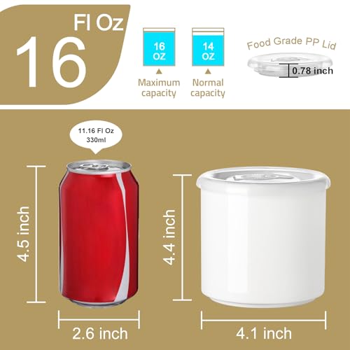 Sweejar Ceramic Food Storage Jar, Salt Container with Airtight Plastic Lid & Date Tracker, 16 Oz Kitchen Canisters for Flour, Rice, Sugar, Coffee, Spices, Pantry Organization (White) - color: White, style: 16 Fl Oz (Plastic Lid)
