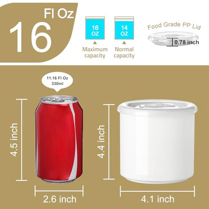 Sweejar Ceramic Food Storage Jar, Salt Container with Airtight Plastic Lid & Date Tracker, 16 Oz Kitchen Canisters for Flour, Rice, Sugar, Coffee, Spices, Pantry Organization (White) - color: White, style: 16 Fl Oz (Plastic Lid)
