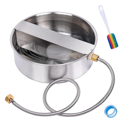 Automatic Dog Water Bowl Dispenser Large Breed Outdoor Pet Water Fountain Pet Waterer with Float Valve 6.5L Heavy-Duty Stainless Steel Auto Waterer for Large Dogs Cats Puppy Chicken Goat - size: 2 drinking ports