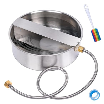 Automatic Dog Water Bowl Dispenser Large Breed Outdoor Pet Water Fountain Pet Waterer with Float Valve 6.5L Heavy-Duty Stainless Steel Auto Waterer for Large Dogs Cats Puppy Chicken Goat - size: 2 drinking ports