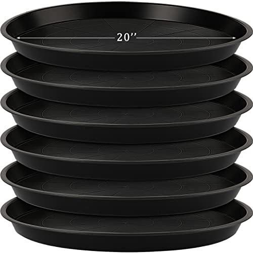 Eccliy 6 Pack Plastic Plant Saucer Heavy Duty Planter Saucers Large Plant Pot Saucers Plastic Water Trays for Indoors and Outdoors Flower Plant Plant Drip (Black,20 Inch) - color: Black, size: 20 Inch