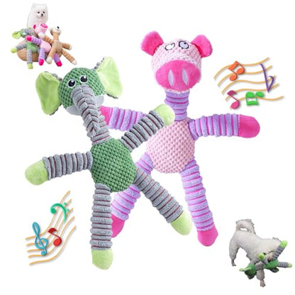 2026 Upgraded Dog Toys for Aggressive Chewers,Dog Toys for Large Dogs, Puppy Toys Indestructible for Large Medium Small Dogs (7.9 * 14.9in) (Elephant*1 & Pig*1) - color: Elephant*1 & Pig*1