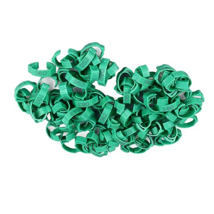 SUNGOOYUE 100 Pcs Chicken Leg Rings Plastic Numbered Poultry Identification Bands Clip On Round Ankle for Chickens Ducks Hens Breeders Farm Flock Tracking (100Pcs Green Rings with Number Markers) - color: 100Pcs Green Rings with Number Markers