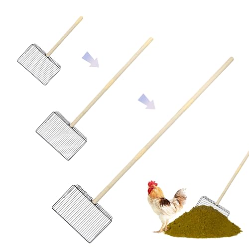 LUSTERING Chicken Poop Scooper, Chicken Coop Accessories, Detachable Chicken Poop Cleaning Tools,Chicken Accessories Poop Shovel for Chicken Coop Cleaning Supplies,(23 to 43.3inches)(Wooden) - color: Wooden