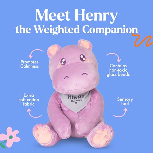Lilly's Love Weighted Stuffed Animals for Adults & Kids — 5lb Calming Hippo Plush for Anxiety, ADHD & Sensory | Machine Washable Weighted Stuffed Animal w/Removable Insert | Henry The Hippo - color: Hippo