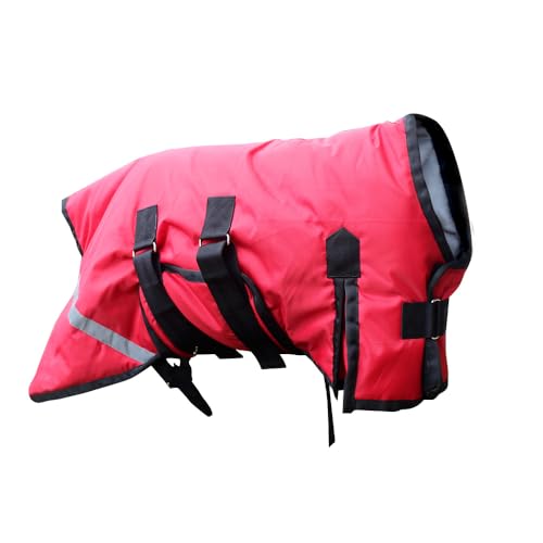 Adjustable Belly Goat Coat for 1-4 Month Old Lambs & Kids, Winter Blanket with Reflective Strips for Sheep, Dogs, Calves, Mini Pigs, 【22.66" Back】 1680D Water Resistant, 150g (Red, X-Small) - color: Red, size: X-Small